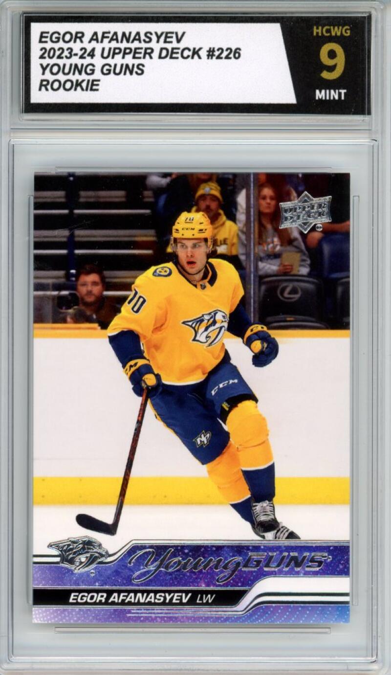 2023-24 Upper Deck #226 Egor Afanasyev Young Guns YG Graded Mint HCWG 9 Image 1