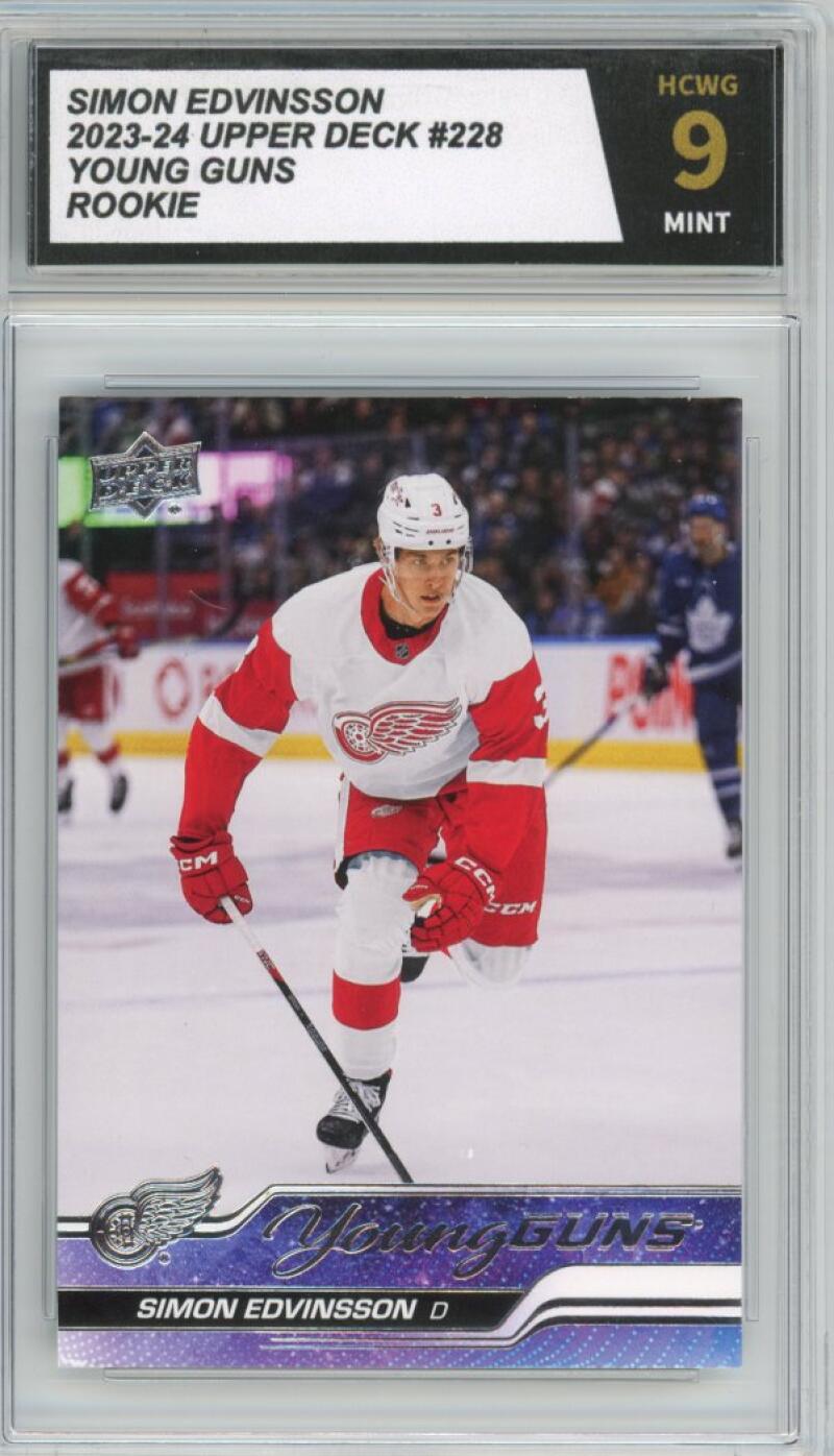 2023-24 Upper Deck #228 Simon Edvinsson Young Guns YG Graded Mint HCWG 9 Image 1