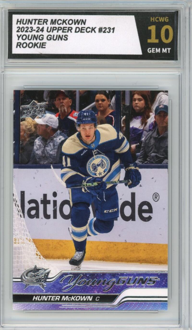 2023-24 Upper Deck #231 Hunter McKown Young Guns YG Graded Gem Mint HCWG 10 Image 1