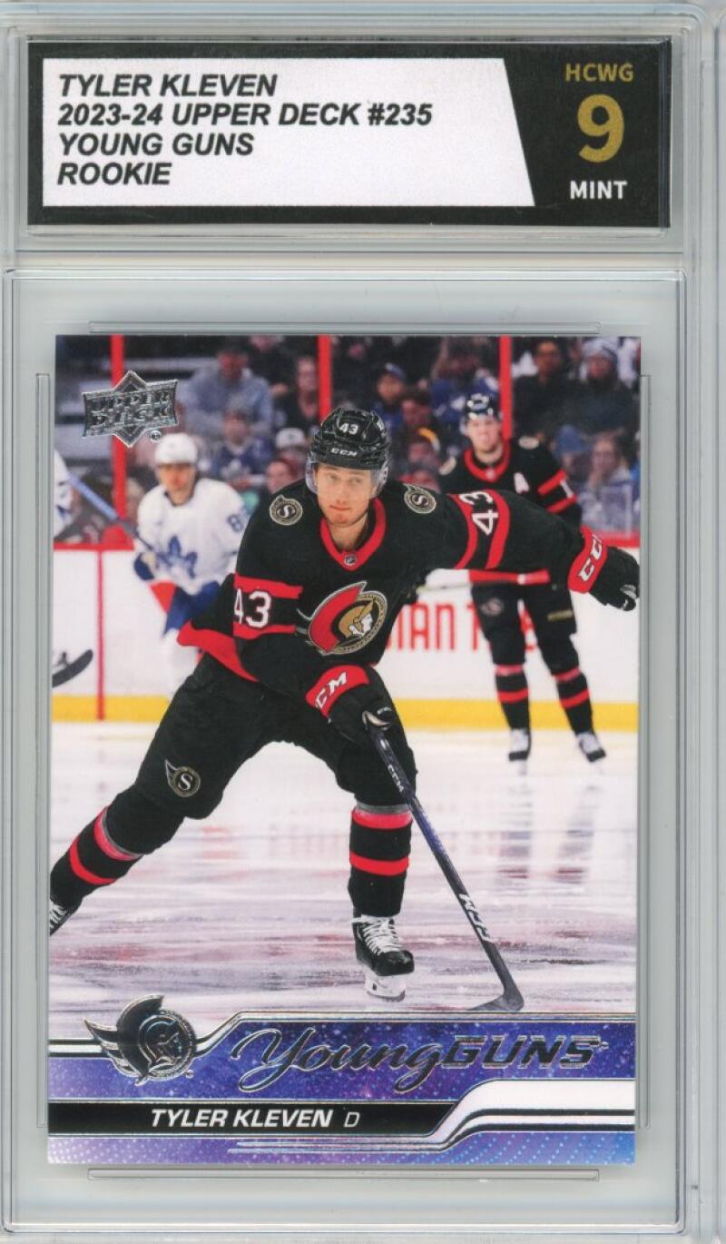 2023-24 Upper Deck #235 Tyler Kleven Young Guns YG Graded Mint HCWG 9 Image 1