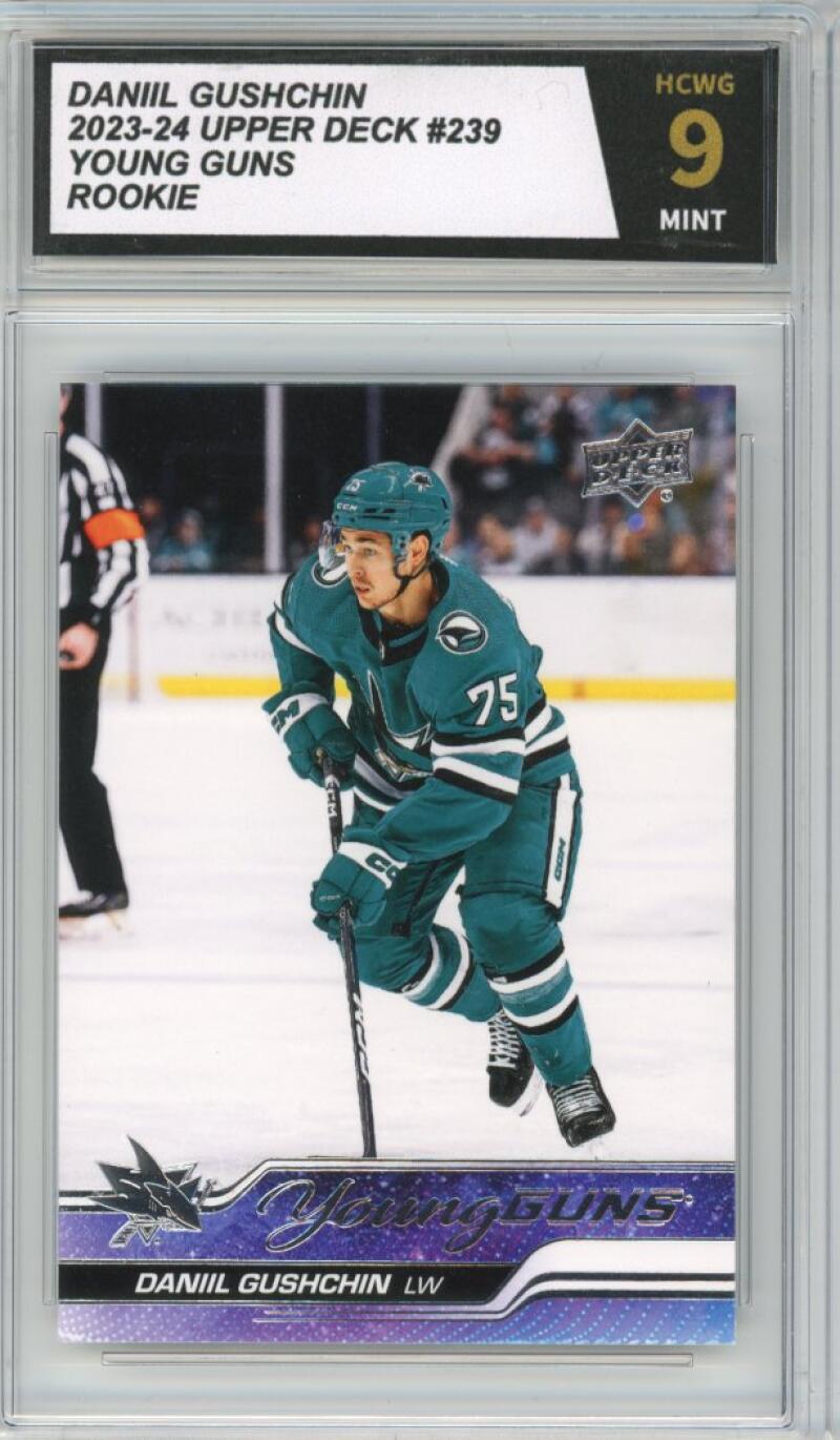 2023-24 Upper Deck #239 Danil Gushchin Young Guns YG Graded Mint HCWG 9 Image 1