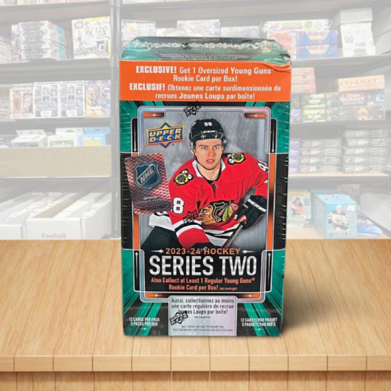 2023-24 Upper Deck Series 2 Oversized Hockey Blaster Box - Oversize Young Gun Inside! Image 1