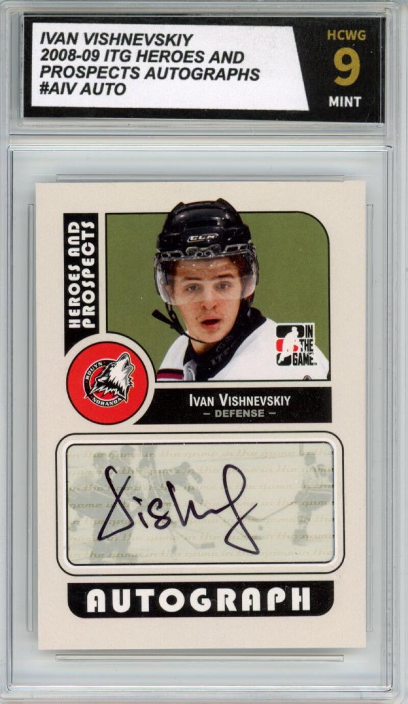 2008-09 ITG Heroes and Prospects Autographs #AIV Ivan Vishnevskiy Graded HCWG 9 Image 1