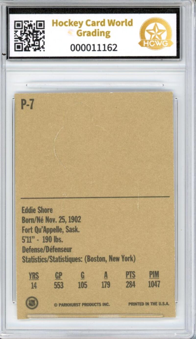 1994 Parkhurst Missing Link Pop-Ups #P7 Eddie Shore Graded HCWG 9 Image 2