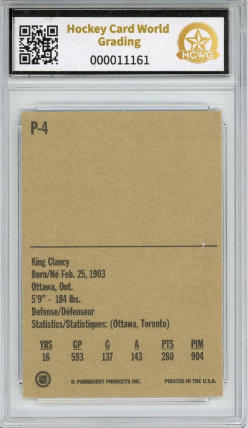 1994 Parkhurst Missing Link Pop-Ups #P4 King Clancy Graded HCWG 9 Image 2
