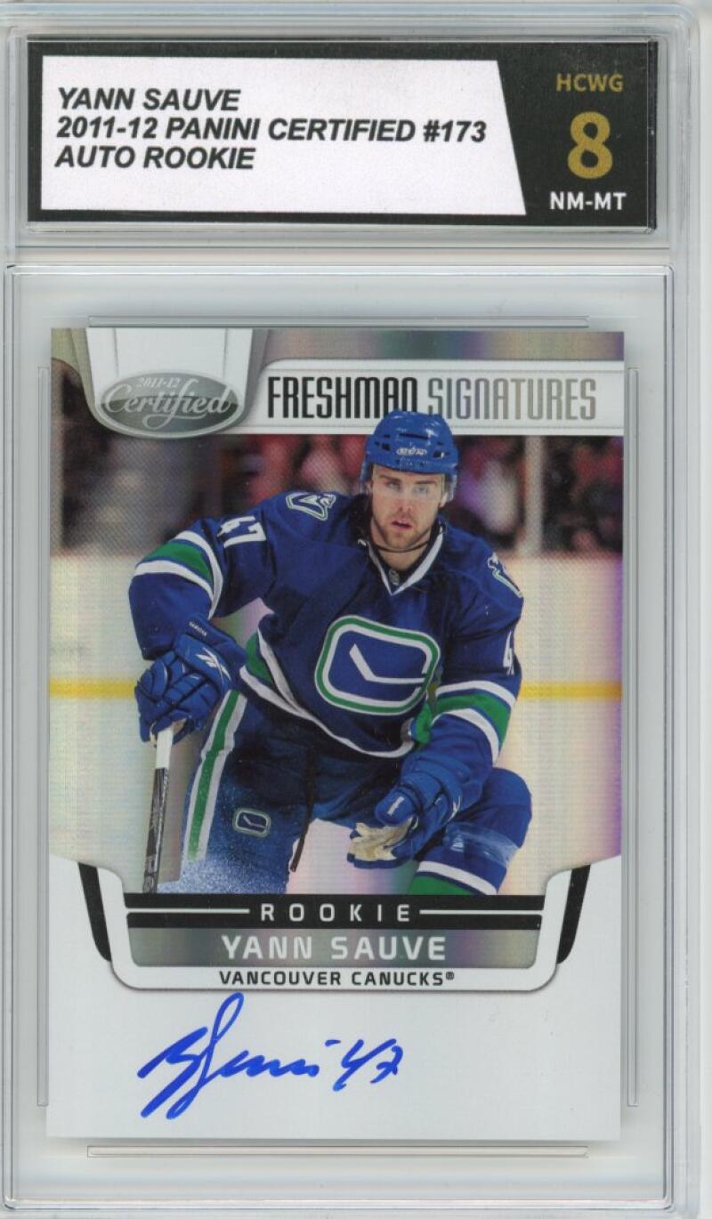 2011-12 Panini Certified #173 Yann Sauve Auto Rookie Hockey Card Graded HCWG 8 Image 1