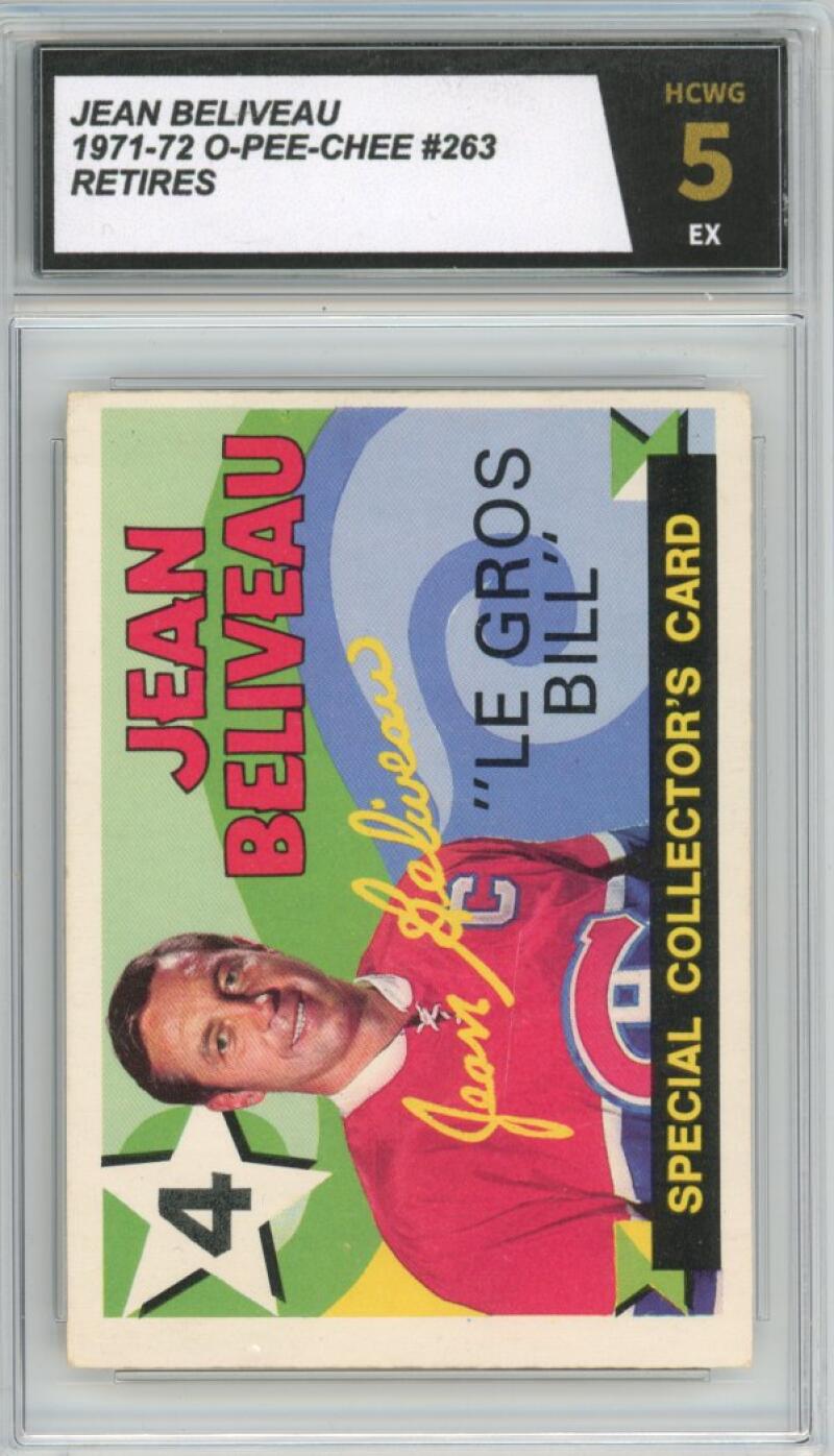 1971-72 O-Pee-Chee #263 Jean Beliveau Retires Hockey Vintage Graded HCWG 5 Image 1