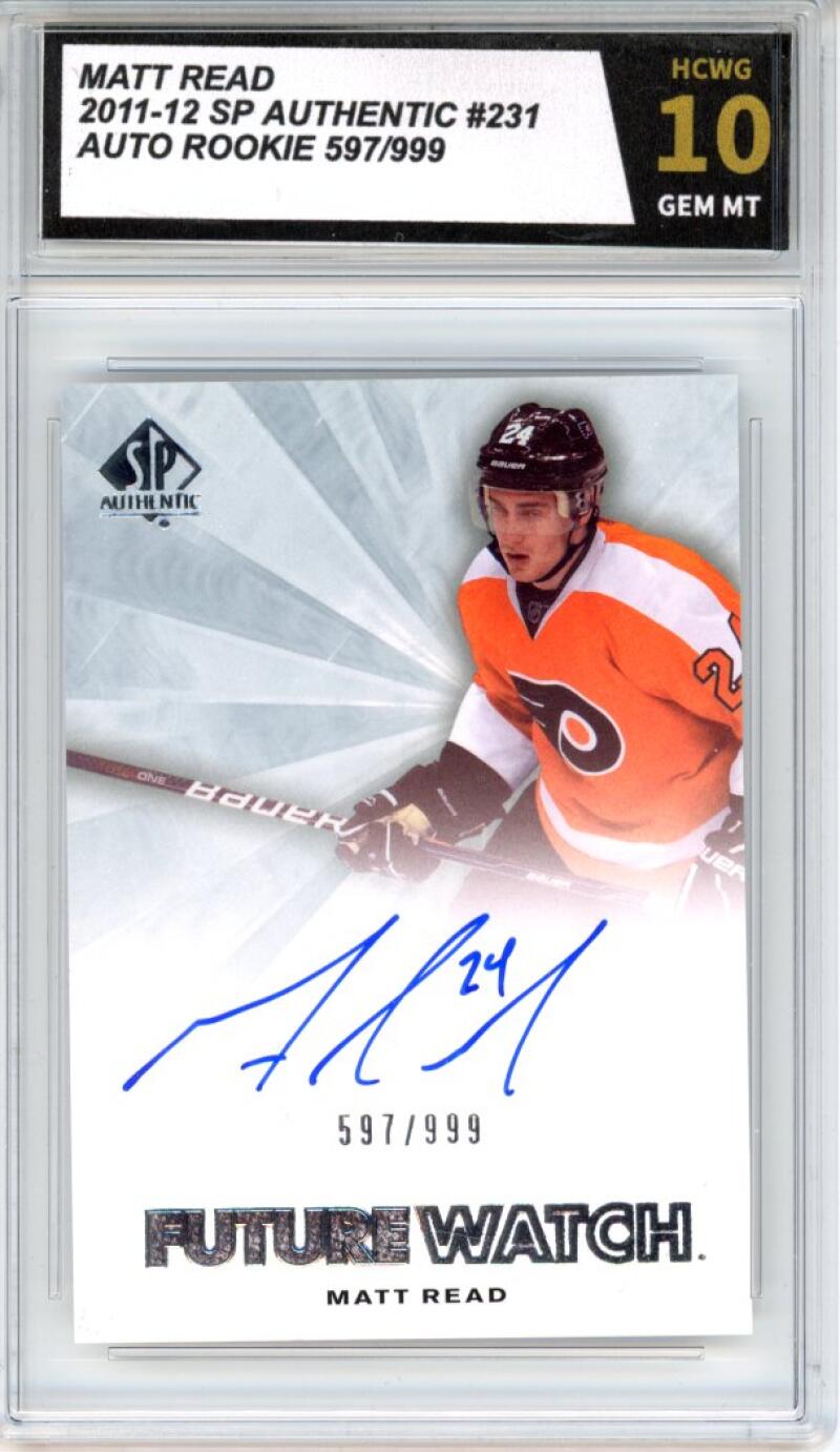 2011-12 SP Authentic #231 Matt Read Auto Rookie 597/999 Graded GEM MT HCWG 10 Image 1