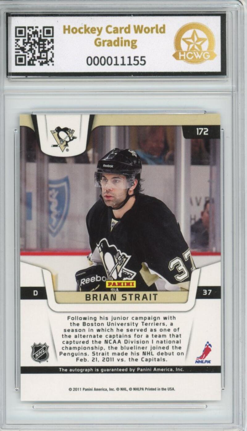 2011-12 Panini Certified #172 Brian Strait Auto Rookie Graded Hockey HCWG 9 Image 2