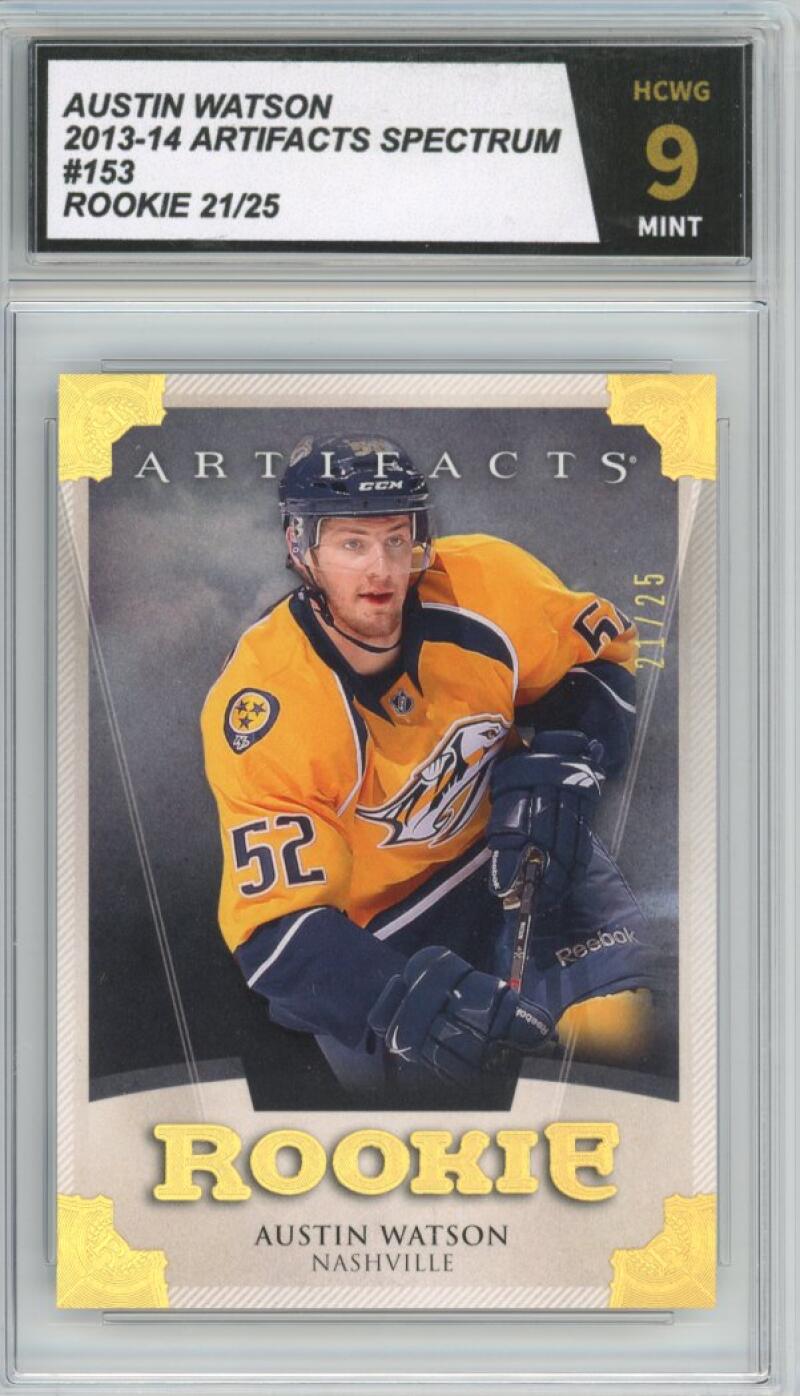 2013-14 Upper Deck Artifacts Spectrum Austin Watson 21/25 Rookie Graded HCWG 9 Image 1