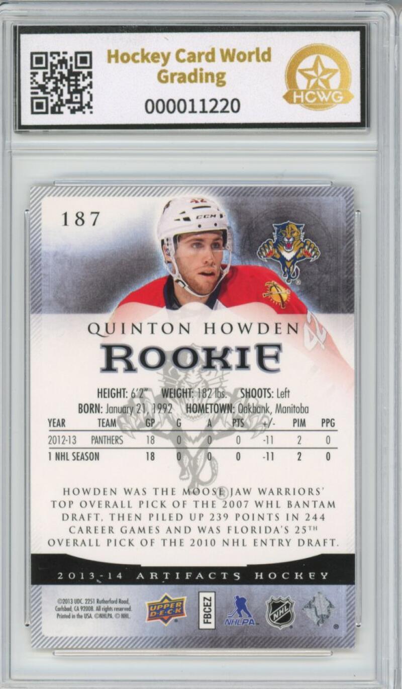 2013-14 Upper Deck Artifacts Spectrum Quinton Howden 14/25 Rookie Graded HCWG 9 Image 2