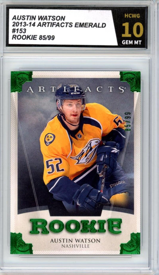 2013-14 Upper Deck Artifacts Emerald Quinton Howden 97/99 Rookie Graded HCWG 9 Image 1