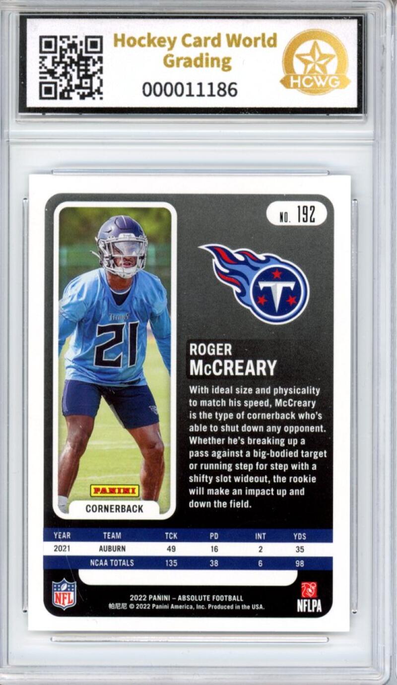 2022 Panini Absolute Green #192 Roger McCready Rookie Football Mint Graded HCWG 9 Image 2