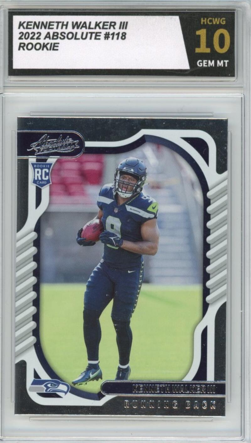 2022 Panini Absolute #118 Kenneth Walker III Rookie Football Mint Graded HCWG 10 Image 1
