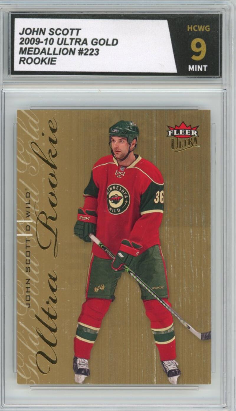 2009-10 Fleer Ultra Gold Medallion John Scott RC Rookie Graded Mint HCWG 9 Image 1