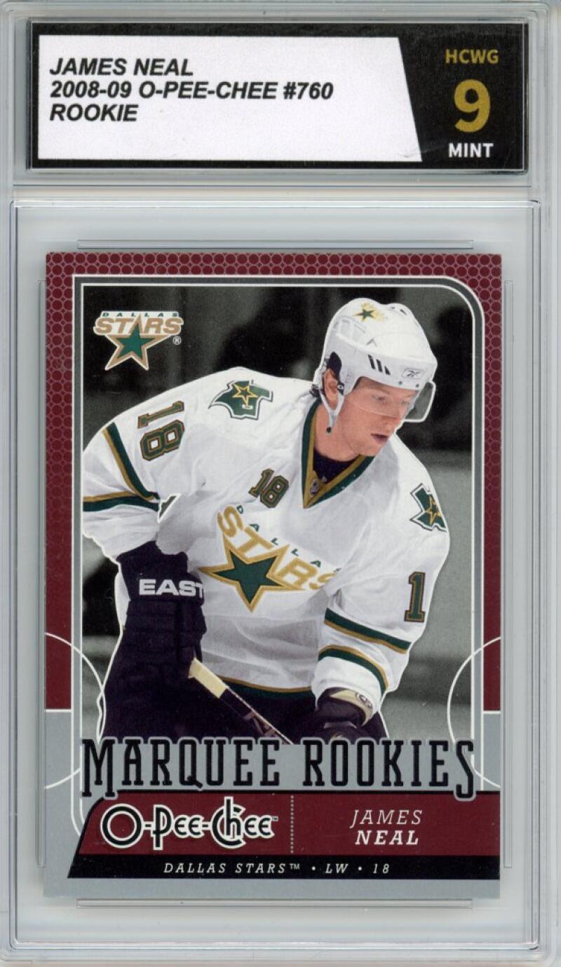 2008-09 O-Pee-Chee #760 James Neal RC Rookie Graded Mint HCWG 9 Image 1