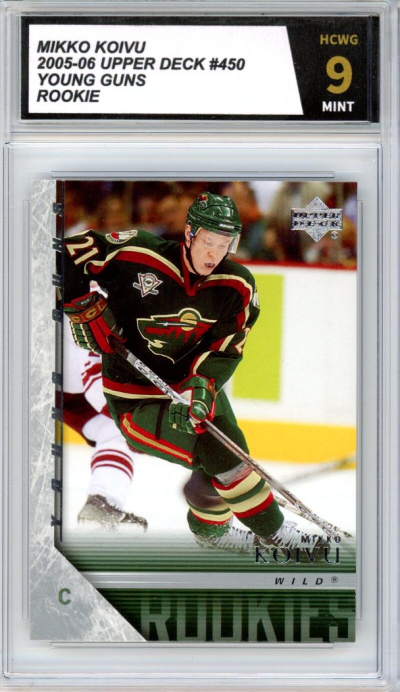 2005-06 Upper Deck #450 Mikko Koivu Young Guns RC Rookie Graded Mint HCWG 9 Image 1