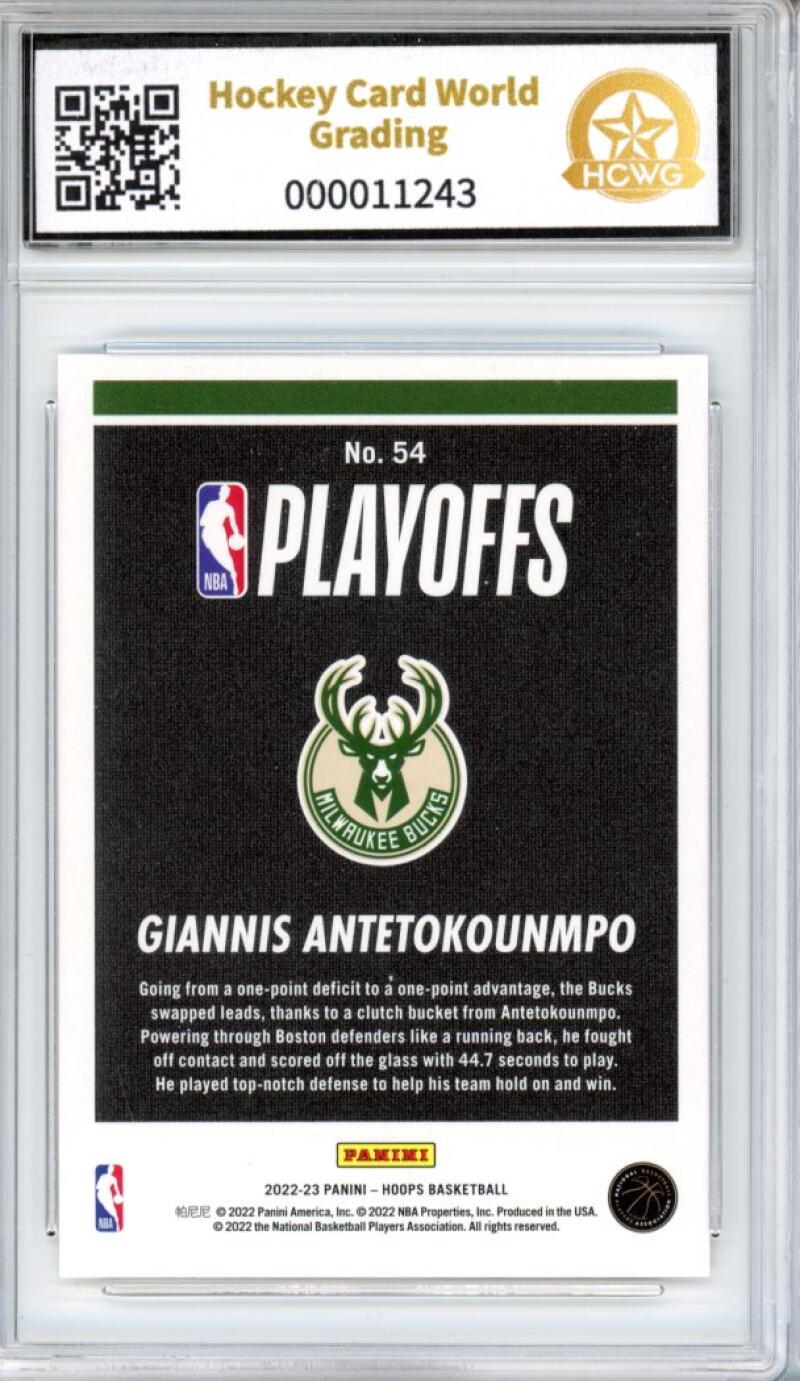 2022-23 Hoops Road to the Finals #54 Giannis Antetokounmpo 884/2022 Graded HCWG 10 Image 2