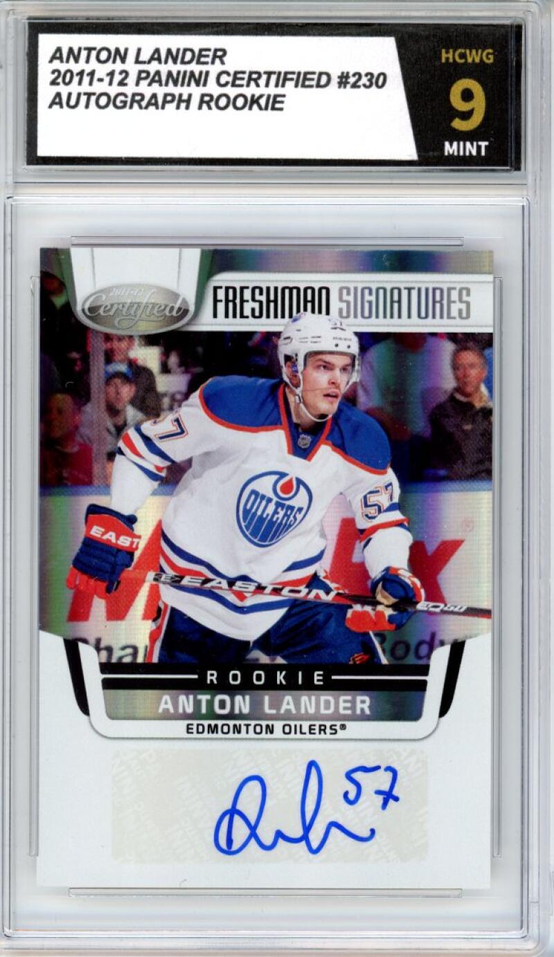 2011-12 Panini Certified #230 Anton Lander Auto Rookie Graded Mint HCWG 9 Image 1