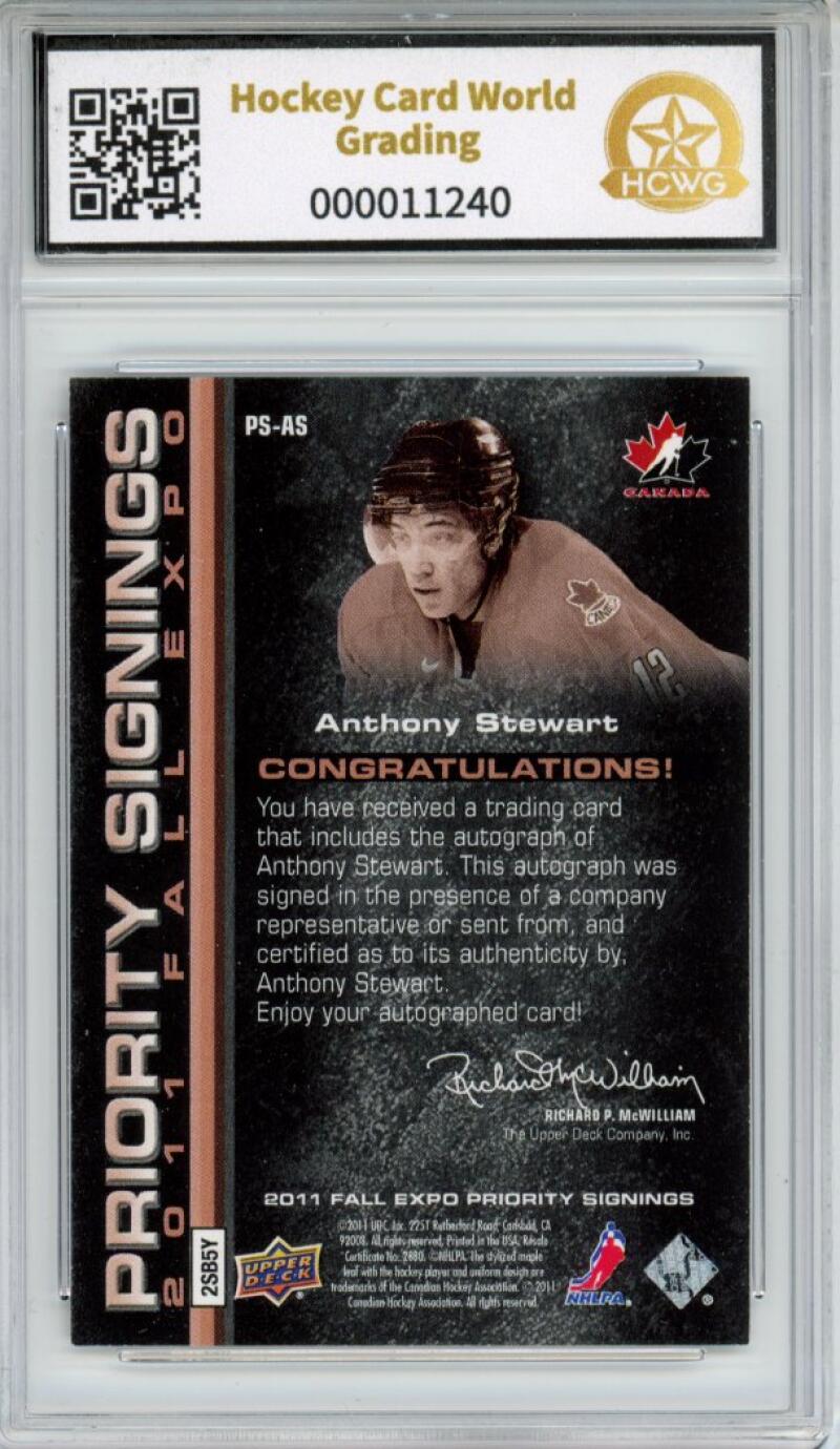 2011-12 UD Toronto Expo Priority Signings Anthony Stewart 51/75 Auto Graded HCWG 9 Image 2