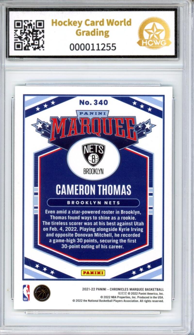 2021-22 Panini Chronicles Green Marquee #340 Cameron Thomas Rookie Mint HCWG 9 Image 2