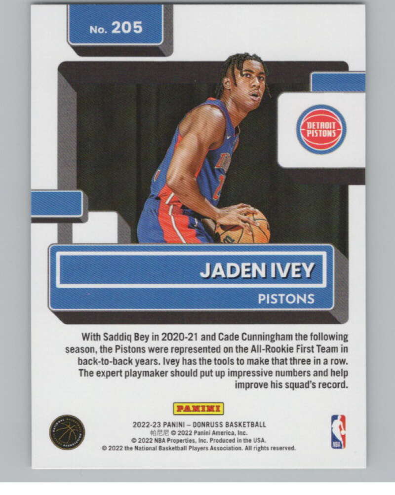 2022-23 Donruss Holo Green Laser #205 Jaden Ivey Rated Rookie RC V98061 Image 2