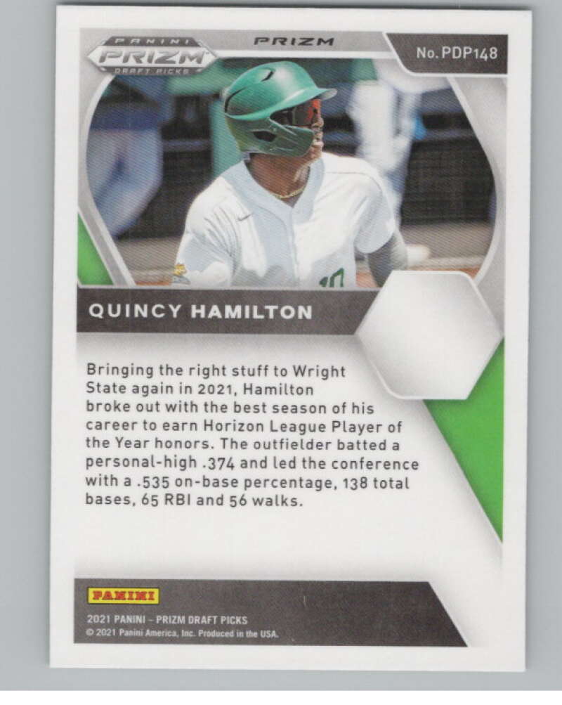 2021 Panini Prizm Draft Picks Green Pulsar #148 Quincy Hamilton V98077 Image 2