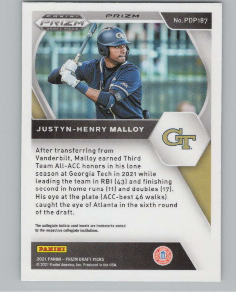2021 Panini Prizm Draft Picks Green Pulsar #187 Justyn-Henry Malloy V98078 Image 2