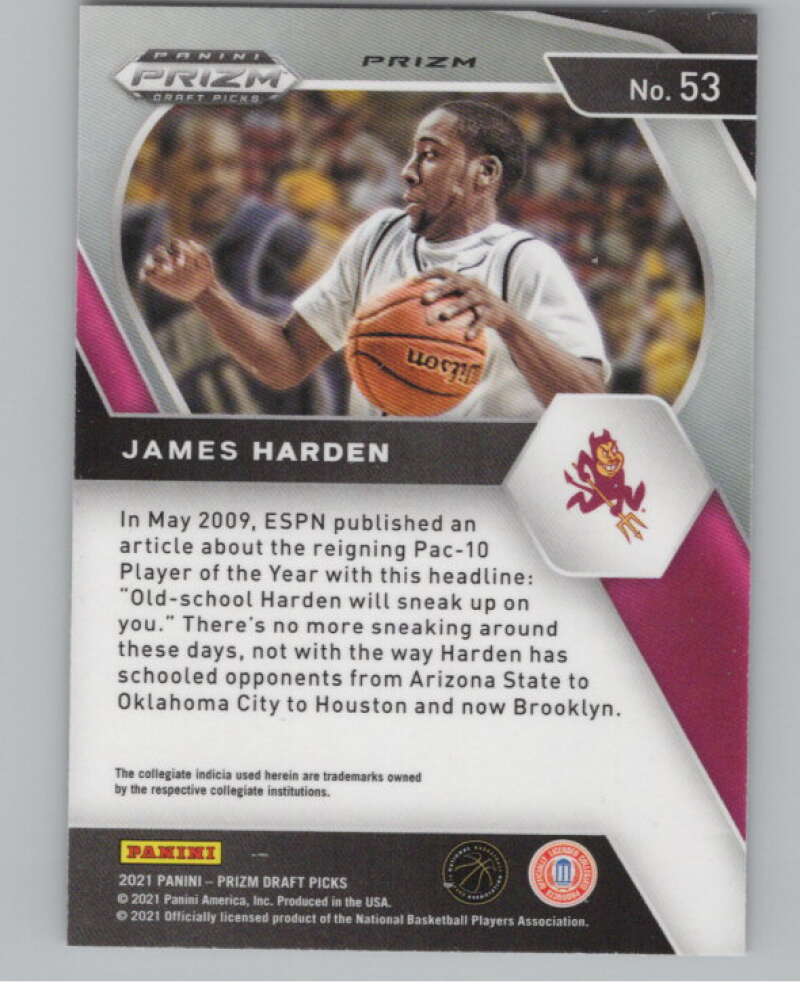 2021-22 Panini Prizm Draft Picks Prizms Orange Ice #53 James Harden V98125 Image 2