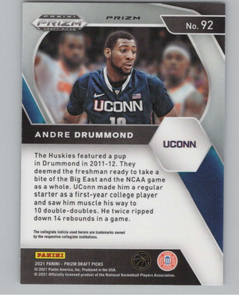 2021-22 Panini Prizm Draft Picks Prizms Orange Ice #92 Andre Drummond V98133 Image 2