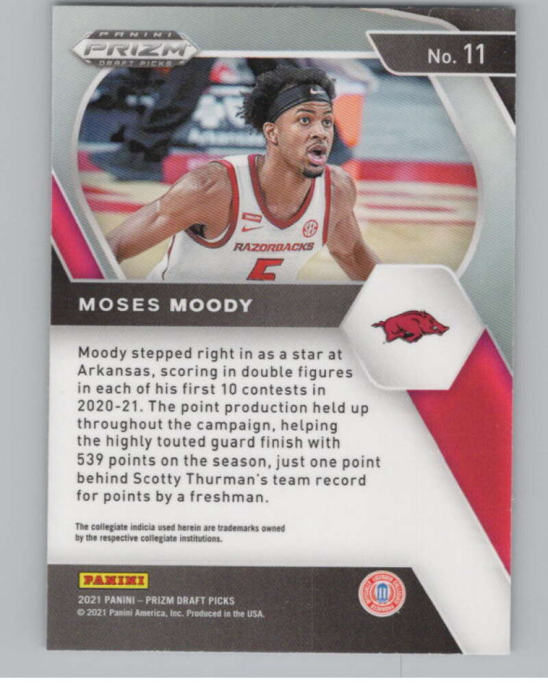 2021-22 Panini Prizm Draft Picks #11 Moses Moody Rookie V98154 Image 2