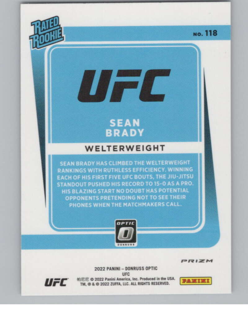 2022 Donruss Optic Purple #118 Sean Brady Rated Rookie Welterweight V98206 Image 2