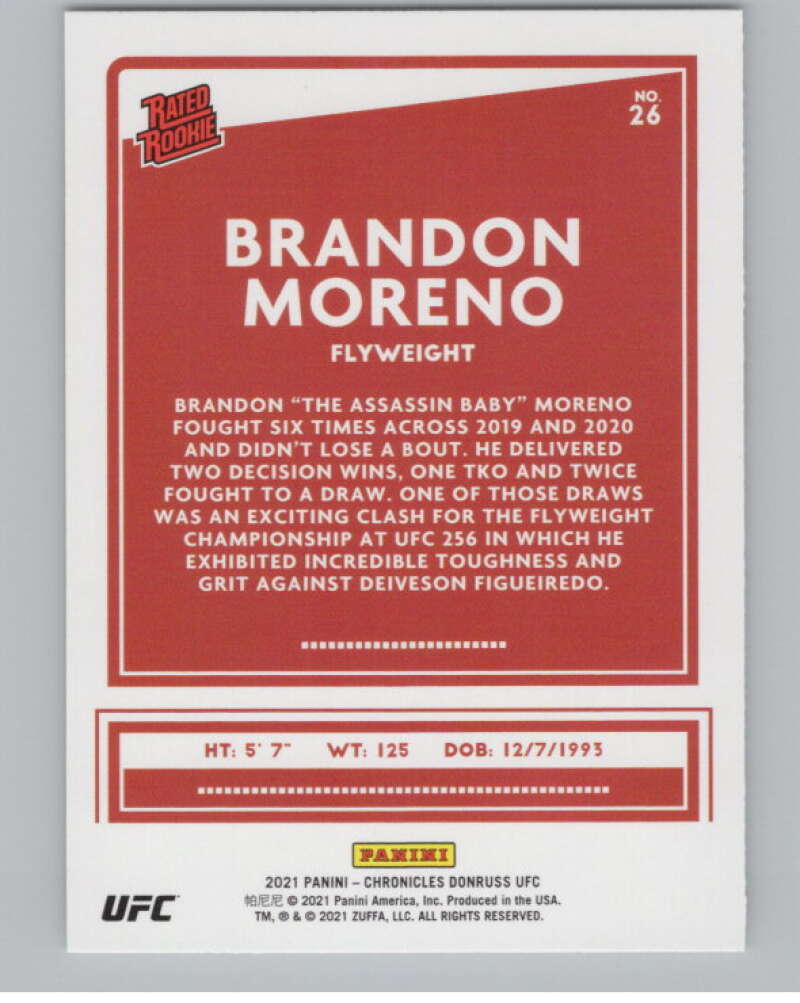 2021 Panini Chronicles Donruss Rated Rookies #26 Brandon Moreno V98215 Image 2