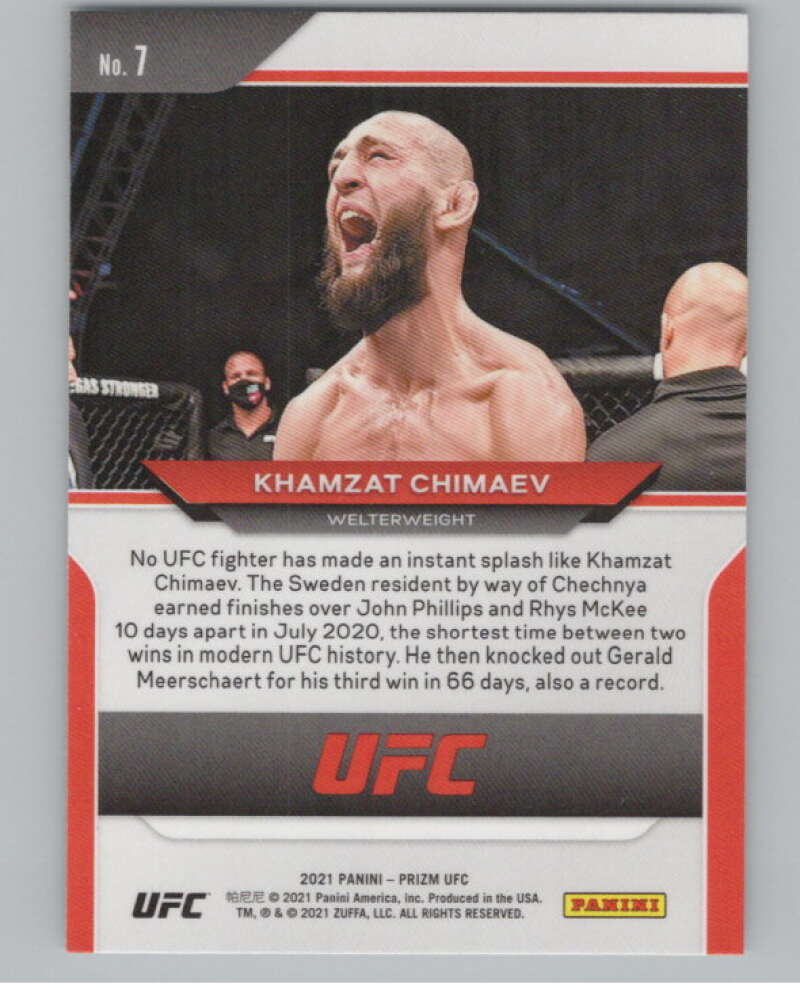 2021 Panini UFC #7 Khamzat Chimaev Vertical Rookie RC V98219 Image 2