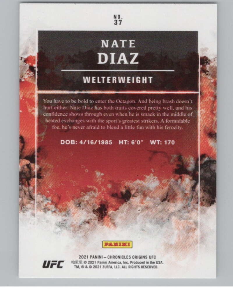 2021 Panini Chronicles Origins Pink #37 Nate Diaz Welterweight V98229 Image 2