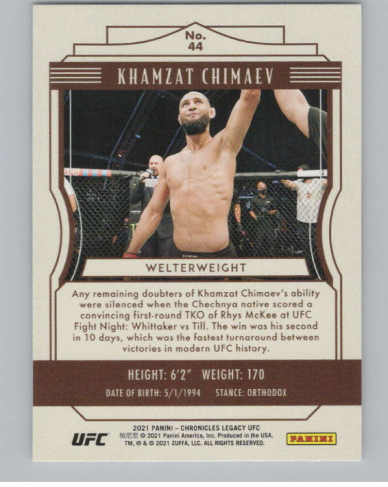 2021 Panini Chronicles Legacy Pink #44 Khamzat Chimaev V98243 Image 2