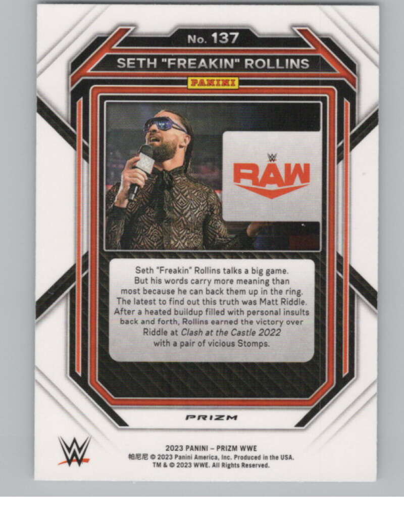 2023 Panini Prizm Vertical Prizms Ice #137 Seth Freakin Rollins WWE V98274 Image 2