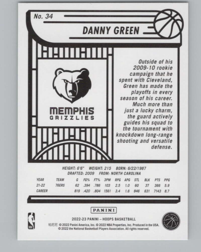 2022-23 Panini NBA Hoops Silver #34 Danny Green 103/199 V98301 Image 2