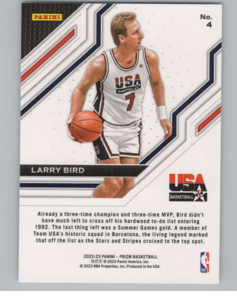 2022-23 Panini Prizm USA Basketball #4 Larry Bird USA Basketball V98304 Image 2
