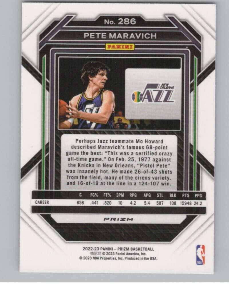 2022-23 Panini Prizm Prizms Pink Ice #286 Pete Maravich V98326 Image 2