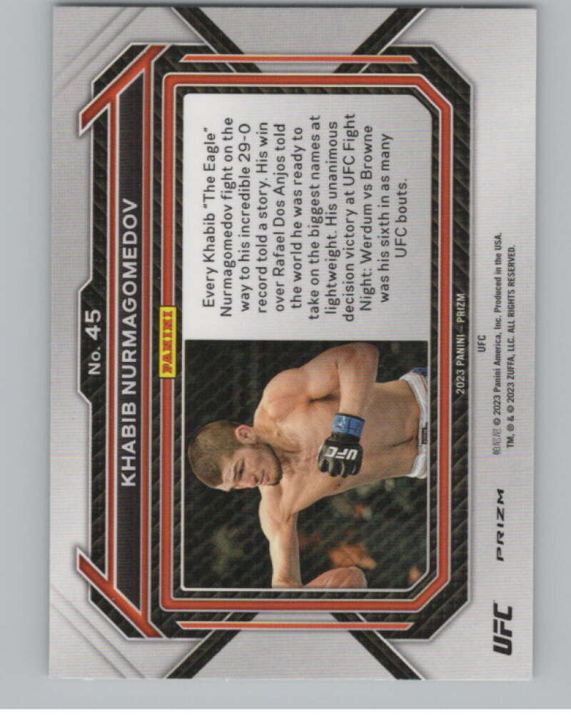 2023 Panini Prizm UFC Prizms Green #45 Khabib Nurmagomedov V98347 Image 2