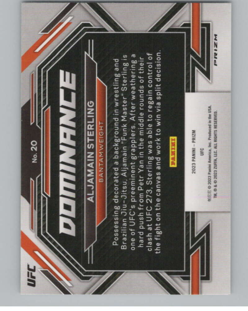 2023 Panini Prizm UFC Dominance Prizms Green #20 Aljamain Sterling V98363 Image 2