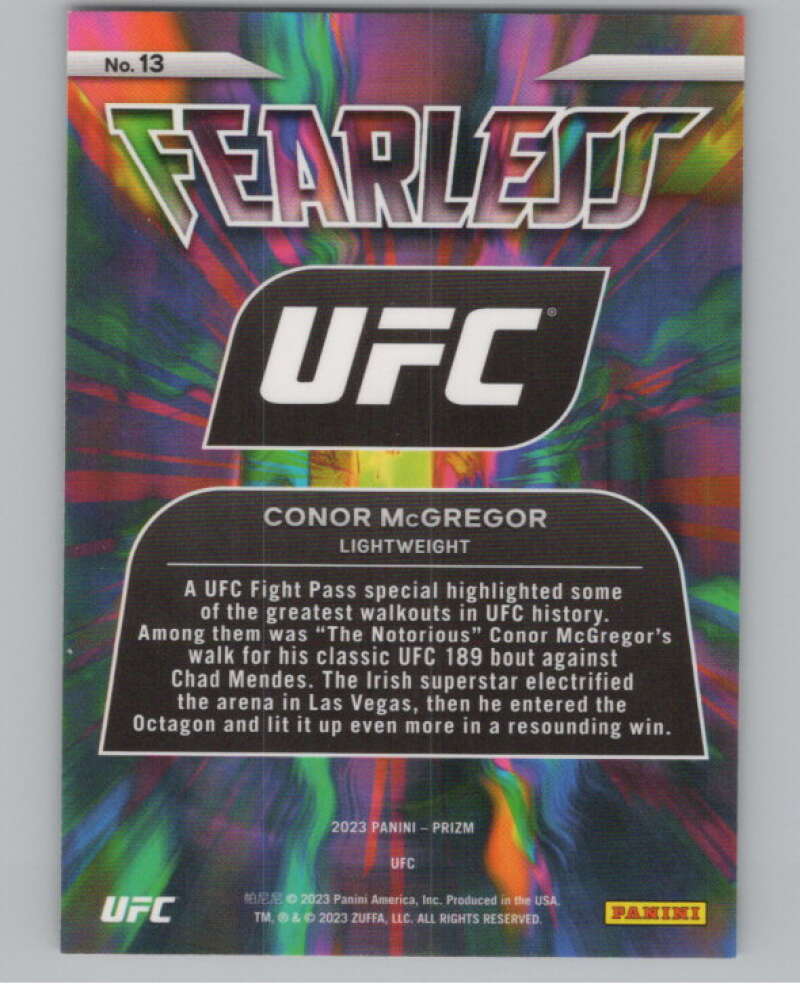 2023 Panini Prizm UFC Fearless #13 Conor McGregor V98370 Image 2