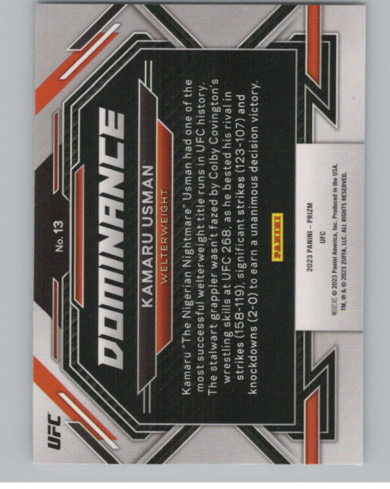2023 Panini Prizm UFC Dominance #13 Kamaru Usman V98376 Image 2