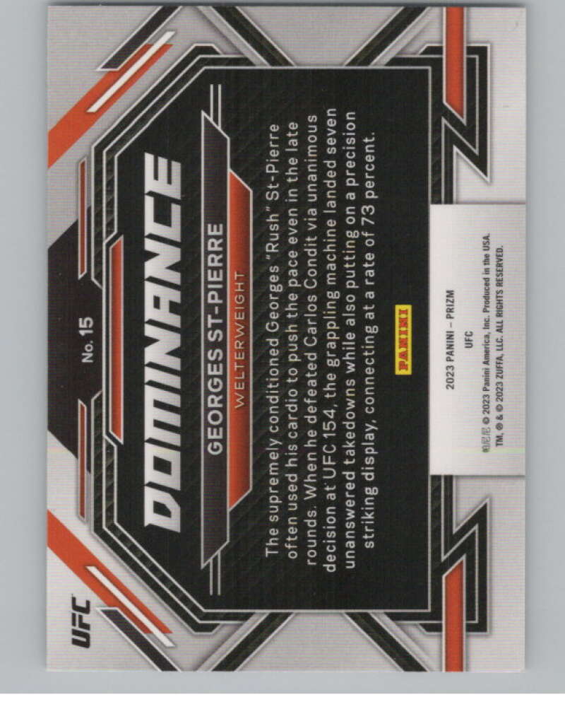 2023 Panini Prizm UFC Dominance #15 Georges St-Pierre V98377 Image 2