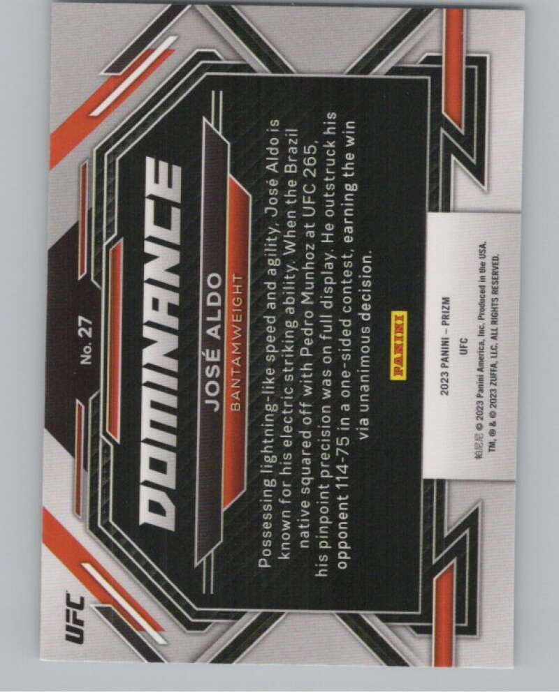 2023 Panini Prizm UFC Dominance #27 Jose Aldo V98379 Image 2