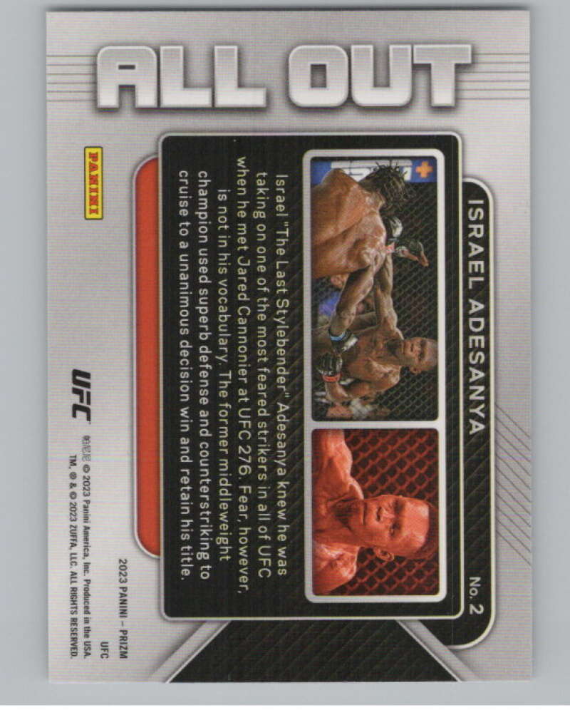 2023 Panini Prizm UFC All Out #2 Israel Adesanya V98381 Image 2