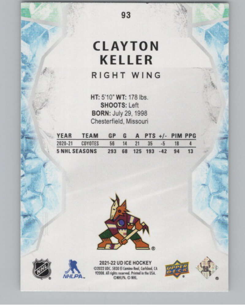 2021-22 Upper Deck Ice Gold #93 Clayton Keller V98393 Image 2