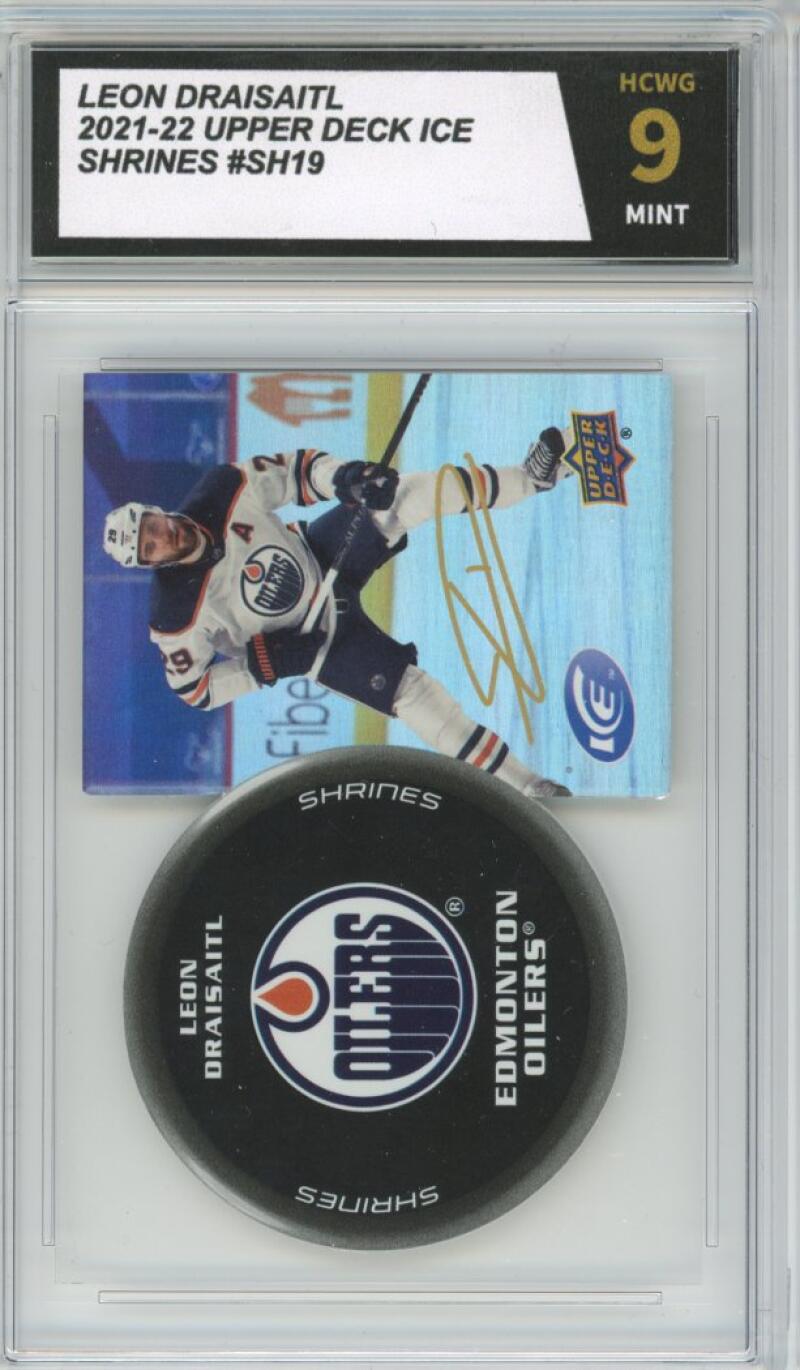 2021-22 Upper Deck Ice Shrines #SH19 Leon Draisaitl Graded Mint HCWG 9 Image 1