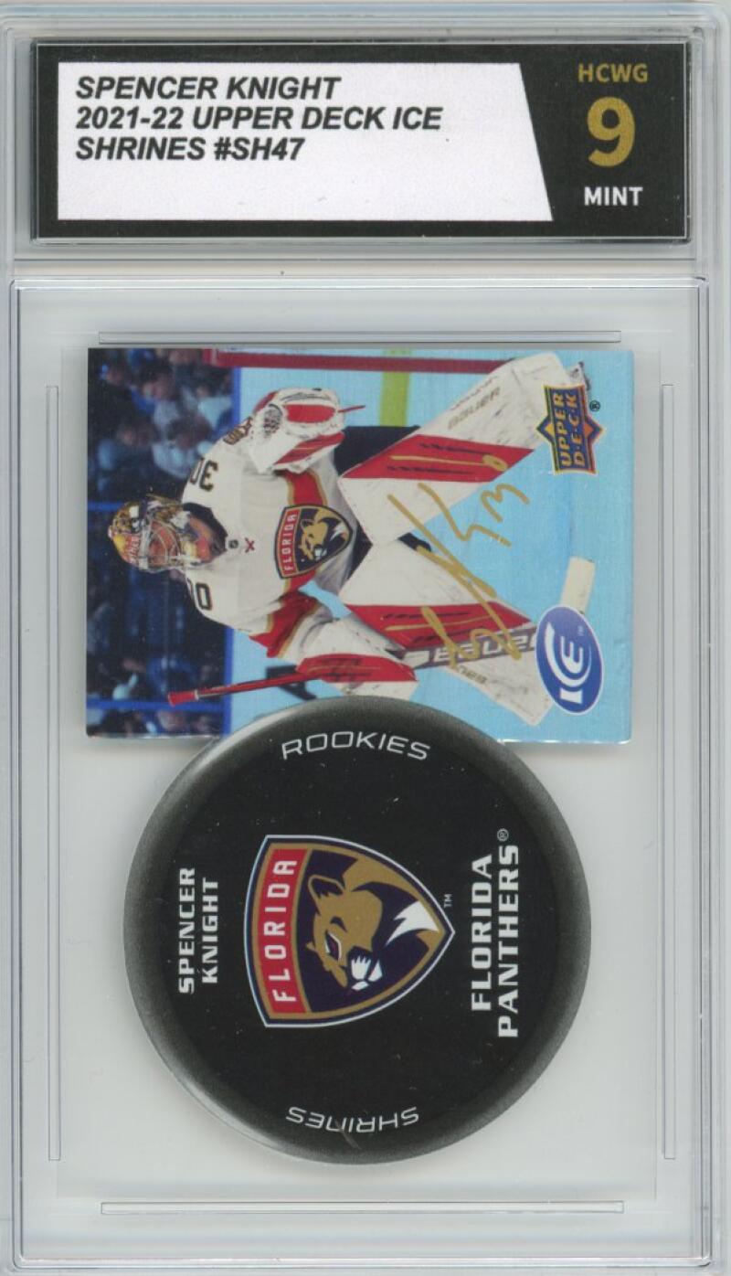2021-22 Upper Deck Ice Shrines #SH47 Spencer Knight Graded Mint HCWG 9 Image 1